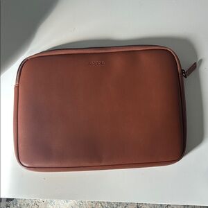 Monos Brown Leather Laptop Sleeve with dust bag